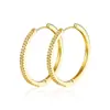 Pendientes grandes de aro circulares con circonitas incrustadas de diamantes para mujer, color dorado y plateado, pendientes de aro de lujo ligero, pendientes de moda transfronterizos, versátiles y exagerados