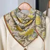 Bufanda de Imitación de Seda de Hangzhou de Lino para Mujer Primavera y Otoño Estilo Nacional Retro Estanque de Lotos 70 Cuadrado Bufanda China Bufanda Chal para Madre