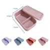 Caixa de armazenamento de silicone de grau alimentício para presente de feriado personalizada, lancheira, caixa selada, recipiente de comida portátil, lancheira quadrada com três compartimentos