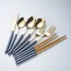 Conjunto de Talheres de Cerâmica e Aço Inoxidável de Luxo Nórdico Amazon, Cuidadosamente Selecionado, Incluindo Facas, Garfos, Colheres, Hashis e Talheres para Bife