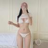 Traje de Baño Dividido Transfronterizo Bikini para Mujer de Tres Piezas Estilo Coreano Estilo Ins Color Puro Sexy Blusa de Manga Corta Traje de Baño Dividido