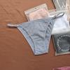 Tanga Sexy Fio Dental de Algodão Puro com Tira Fina Única Feminina Europeia e Americana Meio Quadril Biquíni Cintura Baixa Tanga Desejo Puro