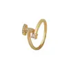 Distrito Lu Temu Más Vendido 26 Letras Inglesas Microincrustado Circonita Moda Anillo para Mujer Chapado en Cobre con 18K Anillo Abierto
