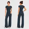 Conjunto de Ropa de Yoga Cepillada Transfronteriza, Manga Corta, Cintura Alta, Ajustado, Versátil Ropa de Fitness, Conjunto Deportivo para Correr para Mujeres