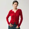 Simple y versátil, esta es la nueva colección de otoño 2026: un cárdigan de cachemira con cuello en V para mujer, una prenda exterior de punto acanalada de corte ajustado