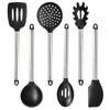 8 peças de alta temperatura resistente silicone utensílios de cozinha aço inoxidável antiderrapante punho doméstico cozinha antiaderente terno necessidades diárias