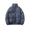 Jaqueta de Algodão com Gola Alta e Estampa de Letras em Veludo Cotelê para Homens, Novo Estilo de Inverno, Puffer Loose Casual Espesso e Quente, Tendência