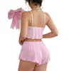 Comercio Exterior Transfronterizo Europeo y Americano Nuevo Estilo Sexy Ropa de Casa Cuello Halter Sin Tirantes Sexy Malla Conjunto de Bata de Noche Puro Deseo Cuello en V