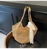Bolso Tote Tejido Calado Pequeño Estilo Personalizado Primavera 2025 Transfronterizo Estilo Vacacional Casual Gran Capacidad Bolso de Hombro