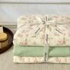 Juego de Ropa de Cama de Cuatro Piezas de Algodón Lavado con Encaje de Gasa Arrugada Fresco y Sencillo Estilo Francés Juego de Tres Piezas con Sábana Ajustable para Dormitorio Gasa Arrugada Estilo Francés