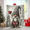 Manta de franela transfronteriza Temu con patrón de gnomo del Día de San Valentín, impresión digital, cómoda y suave, comercio exterior de Amazon