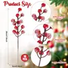 Guirlanda de Natal Artificial Cruzada com Agulhas de Pinheiro de Plástico, Frutas Vermelhas e Flocos de Neve para Decoração de Sala de Estar e Hotel