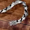 Pulsera para Hombre de Lujo Ligero Calada Plateada Patrón Auspicioso Pulsera Retro Trendy Nicho Hip-Hop Punk Venta Directa de Fábrica