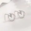 Pendientes de Moebius Pequeños y Exquisitos con Diamantes Brillantes, Pendientes de Nicho de Lujo Ligero, Joyería para Orejas Femenina de Gama Alta, Elegantes, Sencillos, Versátiles y de Moda