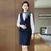 Conjunto de Tres Piezas para Mujer de Primavera y Otoño: Chaleco, Falda y Camisa, Ropa de Trabajo Profesional, Traje de Chaleco de Trabajo Negro para Mujer