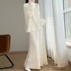Vestido formal vermelho de lã pura com padrões florais de crochê, estilo chinês, de manga comprida, conjunto de 1,3 kg para mulheres, saia feita à mão para outono e inverno