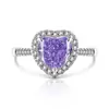 Anillo de Amor Corazón a Corazón con Flor de Hielo Cortada de Piedra Preciosa de Colores de Venta Caliente en Tiktok con Anillo de Diamante de Alto Carbono Paraiba