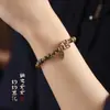 Pulsera de Sándalo Verde para la Buena Suerte, Estilo Bosque de Flor de Durazno, Pulsera Unisex para Pareja, Adorno Cultural Versátil, Cuentas Budistas, Decoración de Madera Estilo Étnico