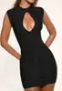 Elegante Vestido de Noche sin Mangas Estilo Francés Retro Color Borgoña con Tiras Huecas Sexy de Corte Bajo para Mujer de Calidad