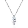Collar de Plata de Ley S925 Más Vendido Transfronterizo con Colgante de Moissanita Corte Marqués de 1 Quilate, Chapado en Oro de 18 Quilates, Cadena de Clavícula de Moda para Mujer