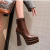 Botas Elásticas de Tacón Ultra Alto para Mujer 2025 Otoño e Invierno Nuevas Puntiagudas Tacón Grueso Suela Gruesa Botas de Moda Impermeables Plataforma Botines de Tacón Alto