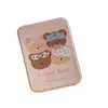 Espejo Plegable Original de los Cuatro Ositos Dibujo Animado Lindo Alta Apariencia Rosa Piel PU Dormitorio Estudiantil Portátil Mini Espejo de Maquillaje