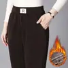 Pantalones de harén de chenilla de 700 denier para mujer, pantalones mom gruesos forrados de polar para invierno, pantalones casuales versátiles, pantalones rectos r Estándar
