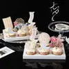 Decoração de Cupcake Feliz Dia dos Namorados Chinês Estilo Chinês Antigo Pássaro Alado Dia dos Namorados Aniversário Leque Dobrável Cartão de Inserção
