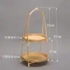 Cesta de Frutas para Confeitaria Tecida em Bambu Suporte para Exibição de Bolos Cesta de Armazenamento Multicamadas Feita à Mão Cesta de Bambu Criativa Ornamento