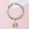 Pulsera Doble Círculo de Piedra Shoushan Natural, Nueva Pulsera Estilo Chino de Cuarzo Transparente y Jade para Mujer, Versátil y Favorecedora, Joyería al por Mayor