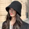 Gorro de Pescador Tejido de Otoño e Invierno Moda Versátil Circunferencia de Cabeza Grande Gorro de Cubo de Lana Cálido A prueba de Viento Sencillo Temperamento Gorro de Cubo