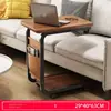 Mesa de cabeceira moderna de plástico para quarto, em forma de C, com bolsa de armazenamento