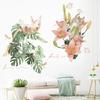 Pegatinas de pared de animales nórdicos, pegatinas de pared de plantas de acuarela, pegatinas decorativas para dormitorio, sofá, TV, fondo, pegatinas de pared con bordes cruzados