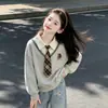 Conjunto de Sudadera Falsa de Dos Piezas Estilo Coreano Estilo Academia para Niñas Primavera y Otoño Jeans de Pierna Ancha Dos Piezas para Niños Medianos y Grandes