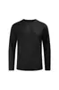 Camiseta de manga longa, gola redonda, cor sólida, de trama simples, feita de poliéster-spandex de 180g, de secagem rápida, com sensação de frescor, adequada para esportes, corrida, uniformes de trabalho e uniformes de equipe, com opções de impressão