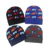 Nuevo Estilo Invierno 2024 Gorro de Punto Jacquard de Dibujos Animados de Vehículos de Ingeniería Excavadora para Niños Gorro Cálido para el Frío Gorro de Lana para Niños
