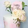 Nueva tarjeta de pastel acrílica redonda transparente feliz cumpleaños dorada decoración de fiesta
