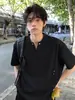 Camiseta de Manga Corta Pesada Estilo Americano con Costuras de Remache para Hombre, Diseño de Alta Gama para Verano, Hombro Normal, Cuello en V, Fresca y Elegante