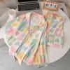 Pijama de Algodão Nuvem para Mulheres Primavera e Outono Novo Desenho Animado Fofo Calça de Manga Longa Conjunto de Roupa de Casa para Dormitório Estudantil Transfronteiriço