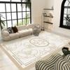 Alfombra de cuero de alta gama para sala de estar, estilo crema, lavable y borrable, sencilla, francesa, impermeable, a prueba de aceite, para balcón