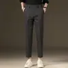 Ropa para Hombre Fengshe / Pantalones Casuales Gruesos Forrados de Polar para Hombre Pantalones de Traje Rectos Ajustados para Hombre