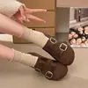 Zapatos Planos para Mujer Pegatina Mágica Aumento Interno de Altura Hebilla de Cinturón Bidireccional de EE. UU. 2026 Mocasines Mocasines Otoño Suela Gruesa Marrón