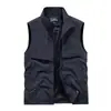 Colete de Trabalho ao Ar Livre Masculino Primavera e Outono Casual com Múltiplos Bolsos com Aba Colete Roupas de Pesca Colete Colete Esportivo Jaqueta Tendência