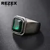 R0506-NK09 Moda Europea y Americana Elegante Anillo de Acero de Titanio con Gema Brillante Anillo de Rubí Comercio Exterior Venta al por Mayor
