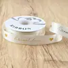 Novo 2,5cm Estampagem a Quente Amor Coração Pequeno Fita de Poliéster Embalagem de Buquê Presente Fita de Flor Fita com Fio