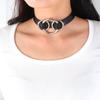 Collar de anillo en forma de O estilo punk exagerado, joyería de comercio exterior, popular collar de cuero PU para tiroteos callejeros en discotecas