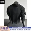 Camiseta interior de patchwork gris retro americana, camiseta de manga larga para hombre, peso pesado, corte regular holgado, capa base holgada