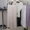 Falda de Satén Plisada para Mujer Feiyuan, Nueva Moda Primavera/Verano Versátil Color Sólido Falda Midi Acampanada, Estilo Europeo y Americano Verano 2026