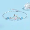 Pulseira de Prata Esterlina 925 Coração Cauda de Peixe para Mulheres, Estilo Coreano Design Original de Nicho, Pulseira de Pedra da Lua para Meninas, Presente para Namorada