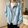 Chaqueta reversible, chaqueta de vuelo ajustada, ropa de hombre holgada, a cuadros de otoño, nuevo estilo casual para hombres de talla grande